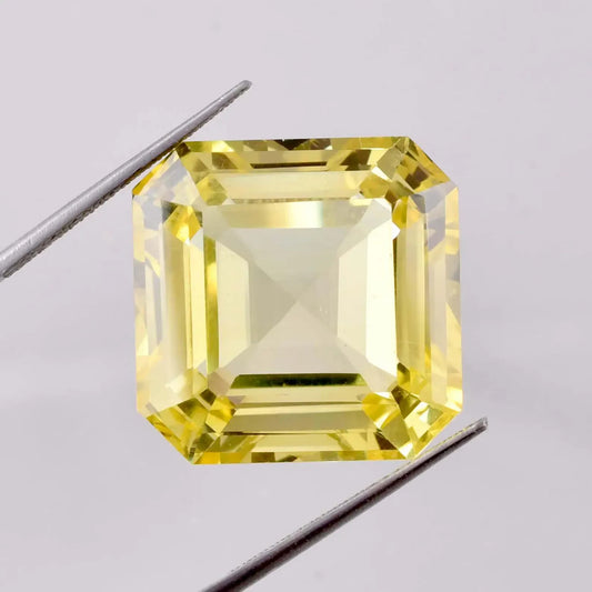 CausYou loose lab gemstone Asscher Cut Lab Grown Yellow Sapphire Loose Stone for Birthstone Jewelry Making