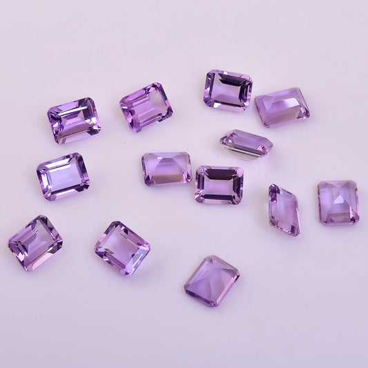 CausYou loose natural stone Natural Amethyst Emerald Cut Gemstone for Birthstone Jewelry Making