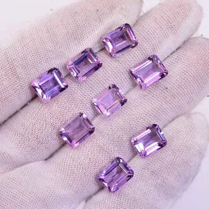 CausYou loose natural stone Natural Amethyst Emerald Cut Gemstone for Birthstone Jewelry Making