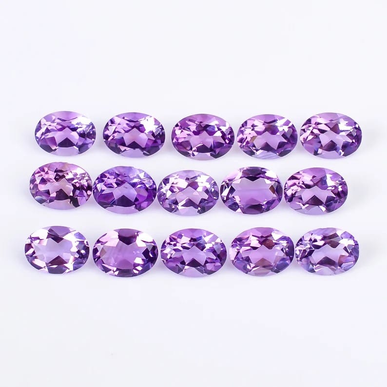 CausYou loose natural stone Natural Amethyst Oval Gemstone for Birthstone Jewelry Making