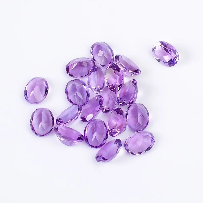 CausYou loose natural stone Natural Amethyst Oval Gemstone for Birthstone Jewelry Making