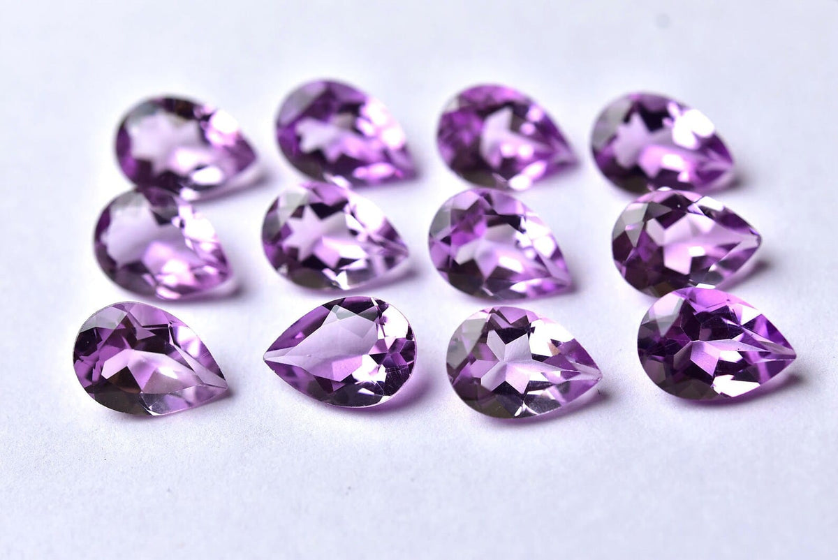 CausYou loose natural stone Natural Amethyst Pear Gemstone for Birthstone Jewelry Making