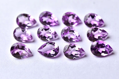 CausYou loose natural stone Natural Amethyst Pear Gemstone for Birthstone Jewelry Making