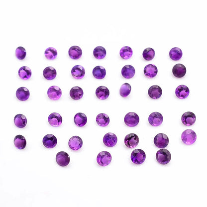 CausYou loose natural stone Natural Amethyst Round Gemstone for Birthstone Jewelry Making