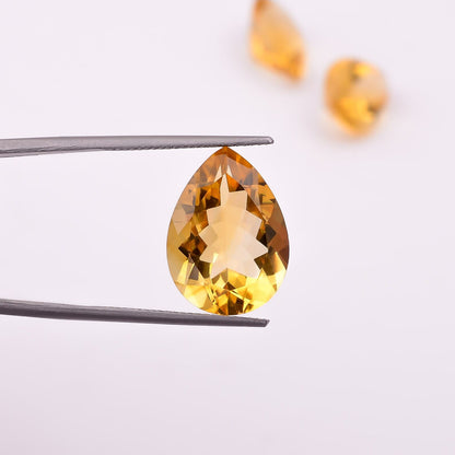 CausYou loose natural stone Natural Citrine Pear Gemstone, Faceted Yellow Loose Stone for Birthstone Jewelry Making