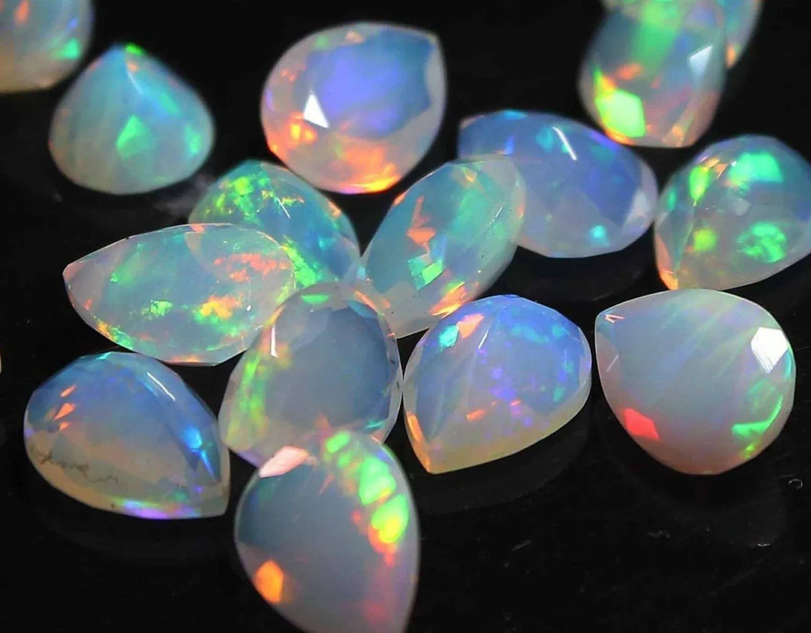 CausYou loose natural stone Natural Opal Pear Shape Faceted Gemstones for Birthstone Jewelry Making