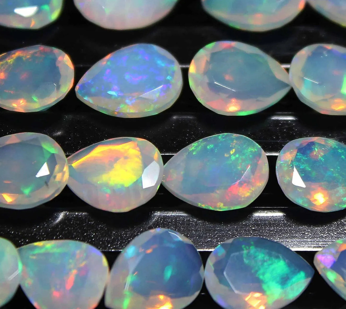 CausYou loose natural stone Natural Opal Pear Shape Faceted Gemstones for Birthstone Jewelry Making