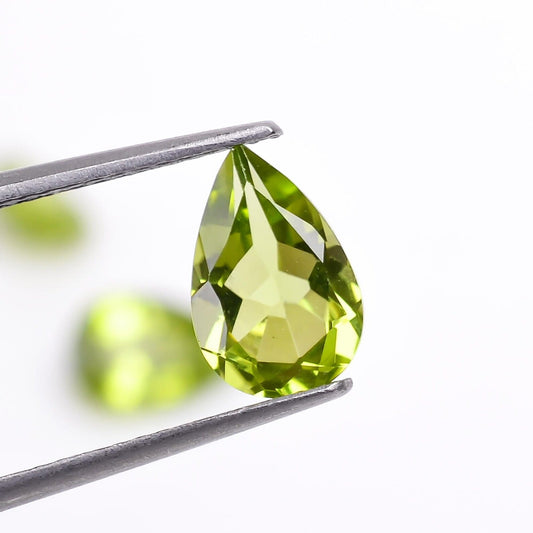 CausYou loose natural stone Natural Peridot Pear Gemstone, Faceted Loose Stone for Birthstone Jewelry Making