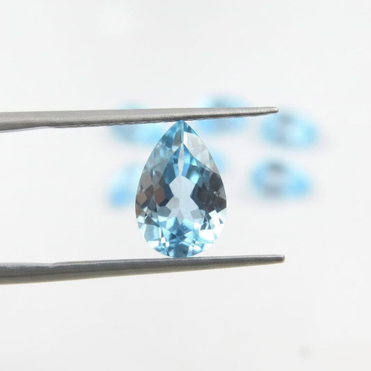 CausYou loose natural stone Natural Sky Blue Topaz Pear Gemstone for Birthstone Jewelry Making