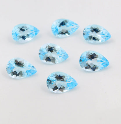 CausYou loose natural stone Natural Sky Blue Topaz Pear Gemstone for Birthstone Jewelry Making