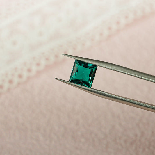 CausYou Loose Stone Princess Cut Lab Grown Emerald Loose Stone for Jewelry Making