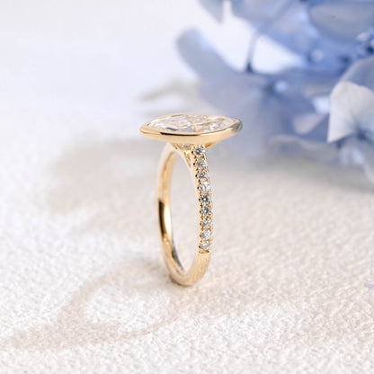 CausYou marquise cut diamond engagement ring Solid Gold Bezel Marquise Cut Lab Diamond Engagement Ring | D Color VS1 IGI Certified
