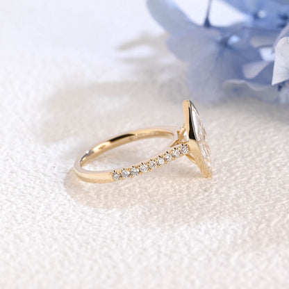 CausYou marquise cut diamond engagement ring Solid Gold Bezel Marquise Cut Lab Diamond Engagement Ring | D Color VS1 IGI Certified