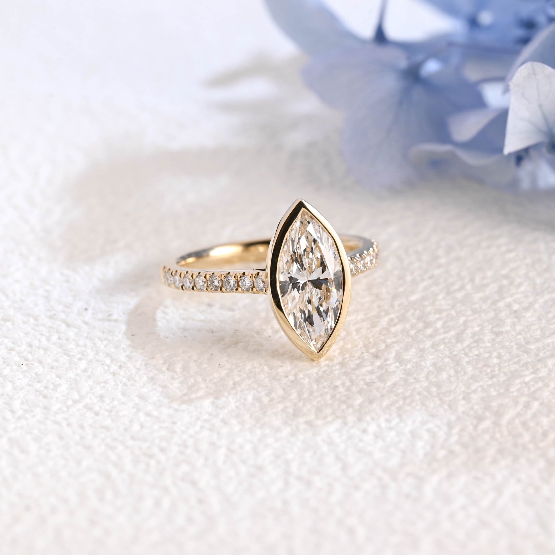 CausYou marquise cut diamond engagement ring Solid Gold Bezel Marquise Cut Lab Diamond Engagement Ring | D Color VS1 IGI Certified