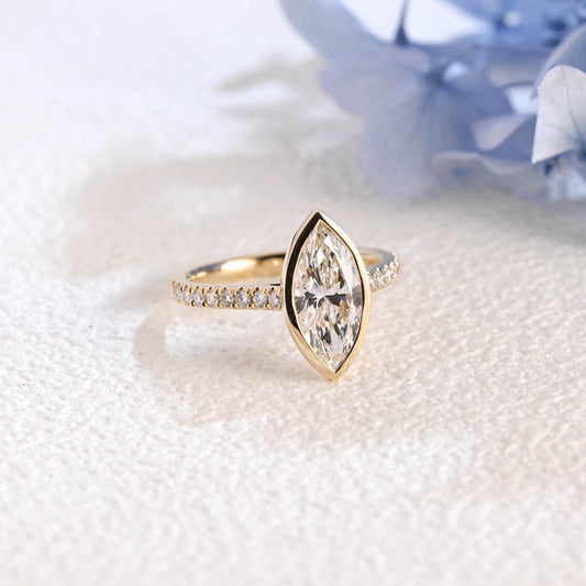 CausYou marquise cut diamond engagement ring Solid Gold Bezel Marquise Cut Lab Diamond Engagement Ring | D Color VS1 IGI Certified