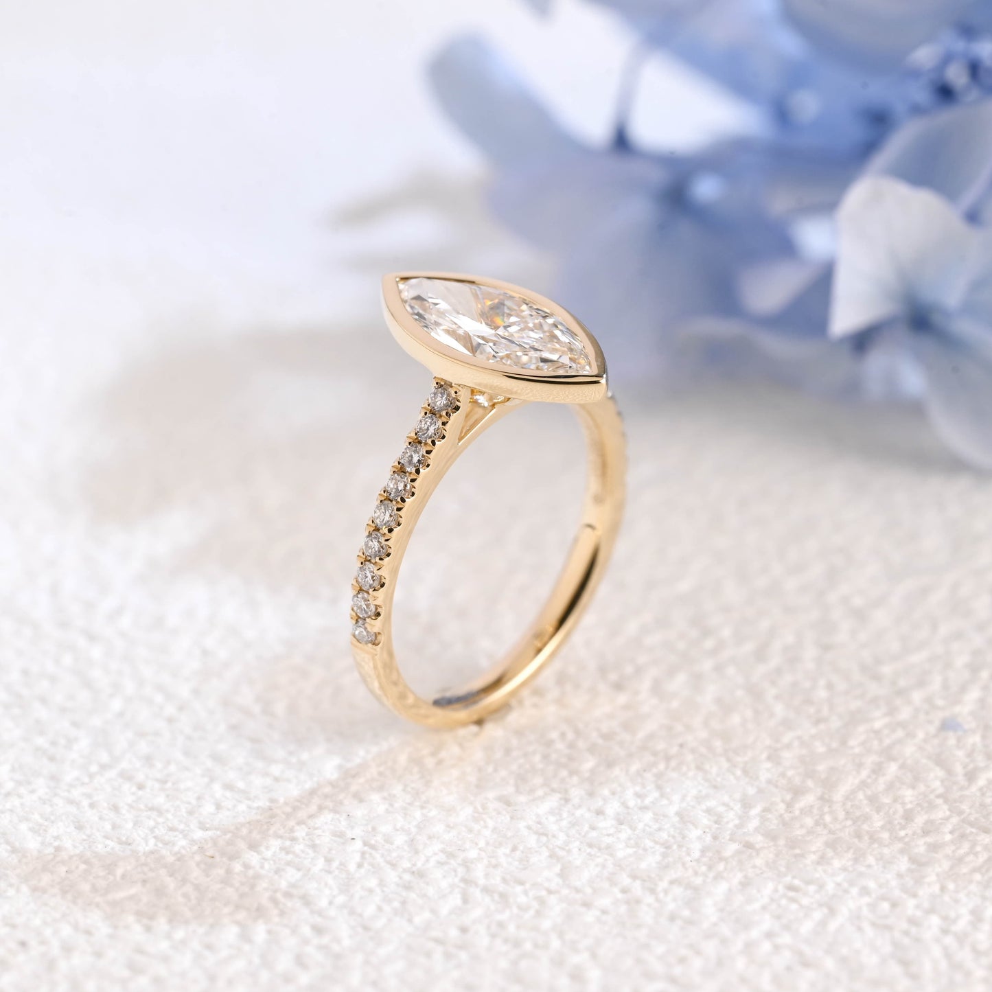 CausYou marquise cut diamond engagement ring Solid Gold Bezel Marquise Cut Lab Diamond Engagement Ring | D Color VS1 IGI Certified