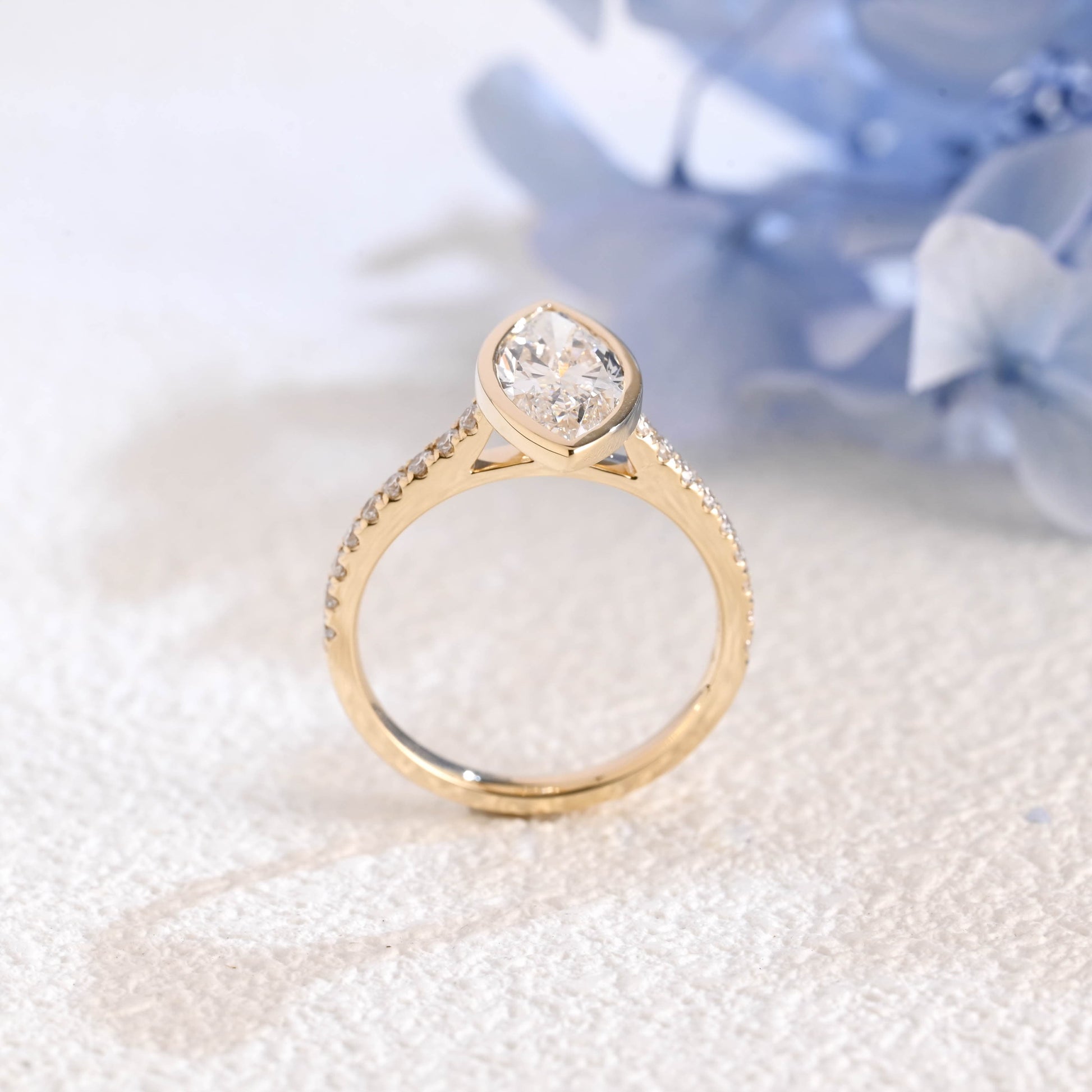 CausYou marquise cut diamond engagement ring Solid Gold Bezel Marquise Cut Lab Diamond Engagement Ring | D Color VS1 IGI Certified