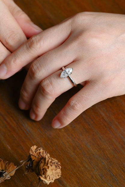 CausYou marquise cut diamond engagement ring Solid Gold Marquise Cut Lab Diamond Engagement Ring | D Color VS1 IGI Certified