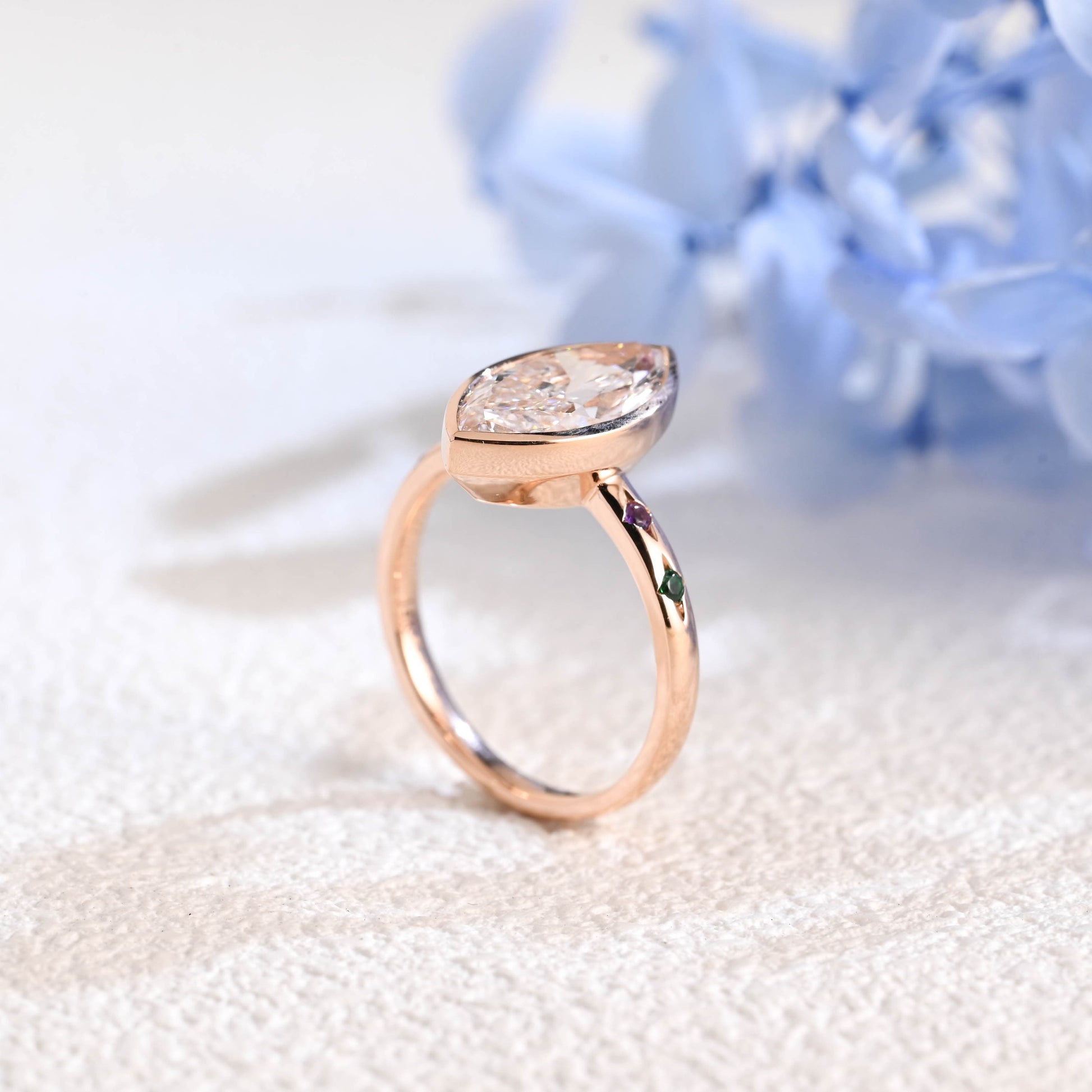 CausYou marquise cut diamond engagement ring Solid Gold Marquise Cut Lab Diamond Engagement Ring | D Color VS1 IGI Certified