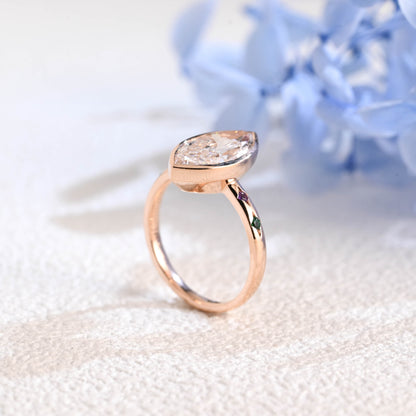 CausYou marquise cut diamond engagement ring Solid Gold Marquise Cut Lab Diamond Engagement Ring | D Color VS1 IGI Certified