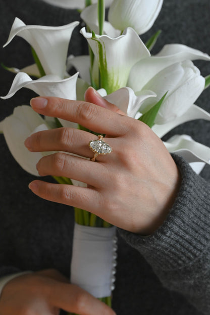 CausYou marquise cut diamond engagement ring Solid Gold Vintage Filigree Marquise Cut Lab Diamond Statement Engagement Ring | D Color VVS1 IGI Certified
