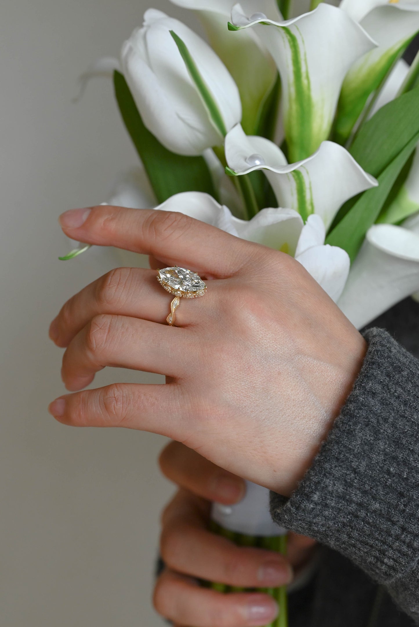CausYou marquise cut diamond engagement ring Solid Gold Vintage Filigree Marquise Cut Lab Diamond Statement Engagement Ring | D Color VVS1 IGI Certified