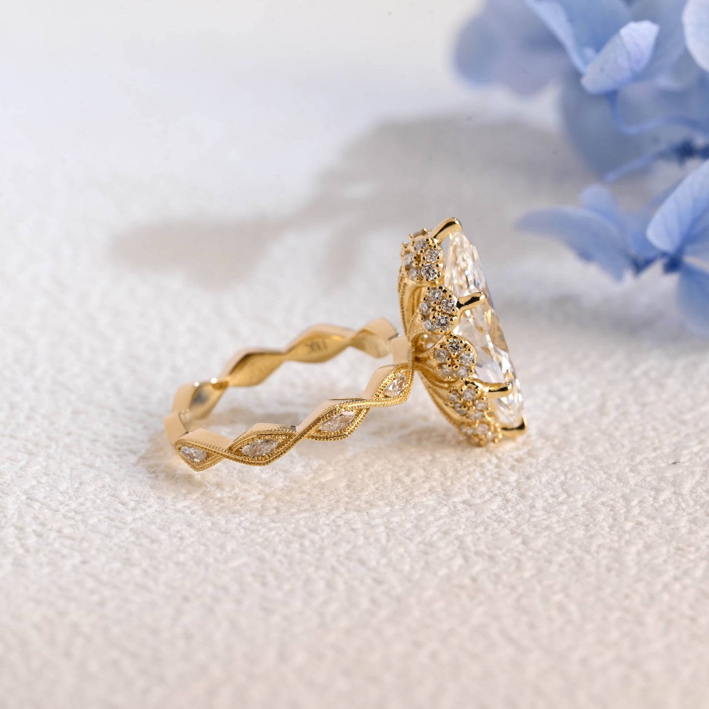 CausYou marquise cut diamond engagement ring Solid Gold Vintage Filigree Marquise Cut Lab Diamond Statement Engagement Ring | D Color VVS1 IGI Certified