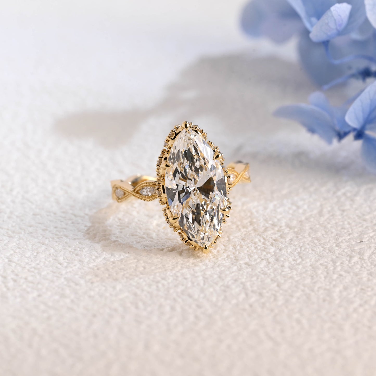 CausYou marquise cut diamond engagement ring Solid Gold Vintage Filigree Marquise Cut Lab Diamond Statement Engagement Ring | D Color VVS1 IGI Certified