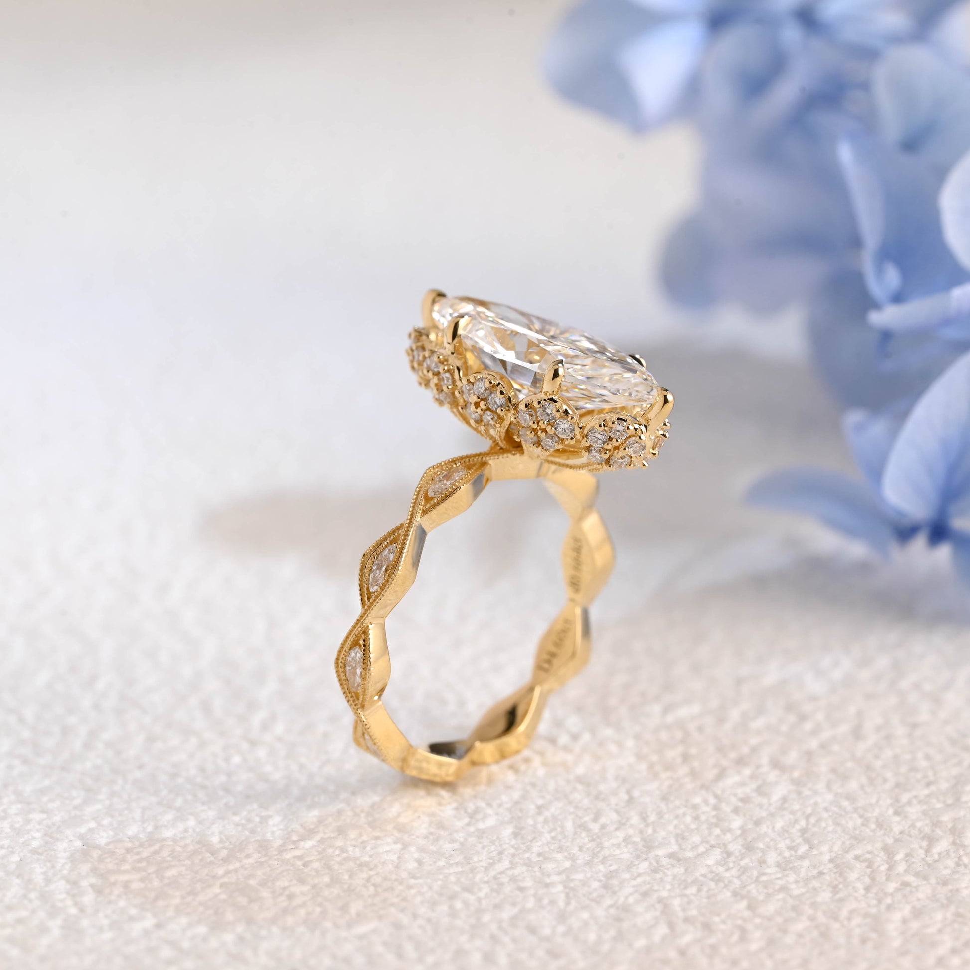 CausYou marquise cut diamond engagement ring Solid Gold Vintage Filigree Marquise Cut Lab Diamond Statement Engagement Ring | D Color VVS1 IGI Certified