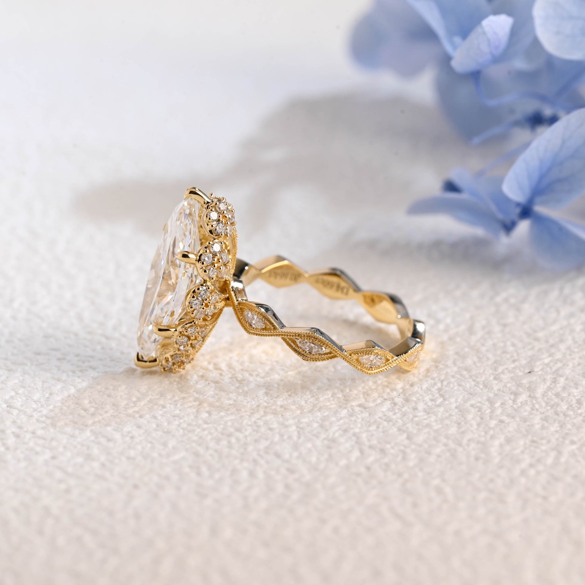 CausYou marquise cut diamond engagement ring Solid Gold Vintage Filigree Marquise Cut Lab Diamond Statement Engagement Ring | D Color VVS1 IGI Certified