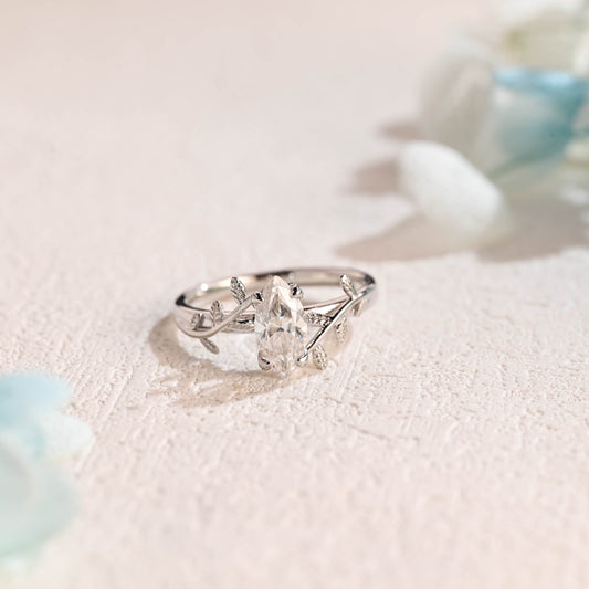 CausYou Marquise cut moissanite engagement ring CausYou Solid Gold Marquise Cut Moissanite Engagement Ring, Solitaire Vintage Promise Ring Proposal Ring, Gift for Women Wife