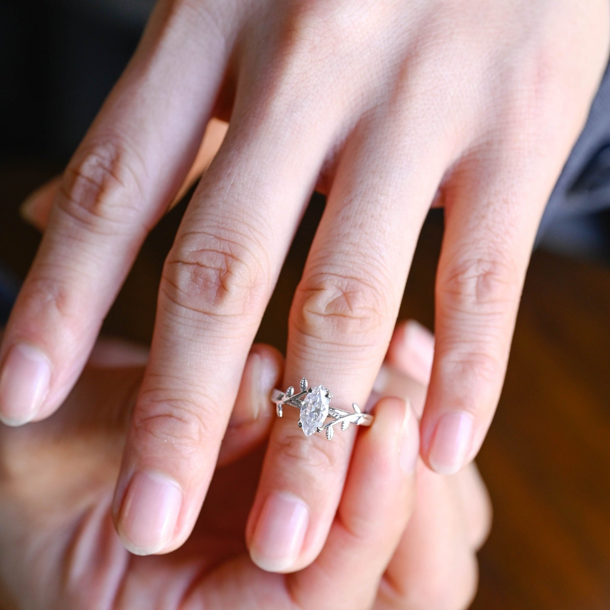 CausYou Marquise cut moissanite engagement ring CausYou Solid Gold Marquise Cut Moissanite Engagement Ring, Solitaire Vintage Promise Ring Proposal Ring, Gift for Women Wife