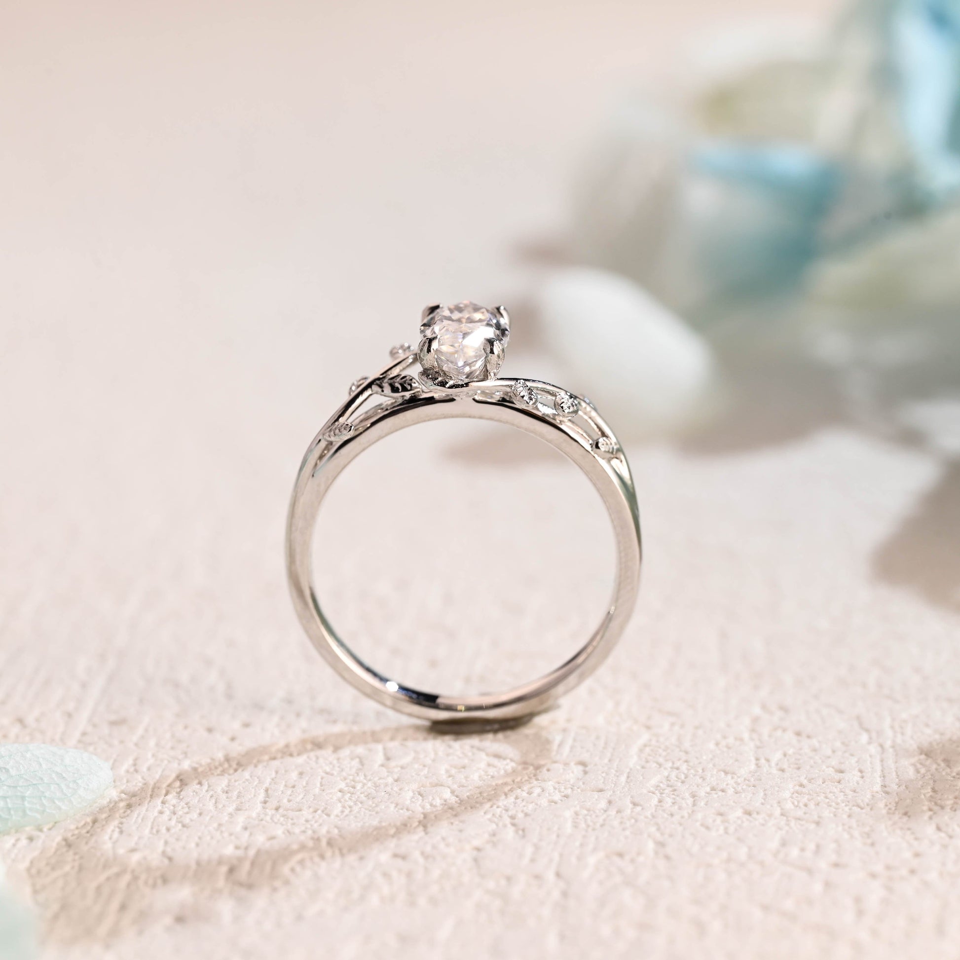 CausYou Marquise cut moissanite engagement ring CausYou Solid Gold Marquise Cut Moissanite Engagement Ring, Solitaire Vintage Promise Ring Proposal Ring, Gift for Women Wife