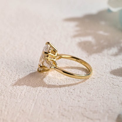 CausYou Marquise cut moissanite engagement ring CausYou Solid Gold Marquise Cut Moissanite Engagement Ring, Three Stone Promise Ring, Proposal Ring, Gift for Women Wife