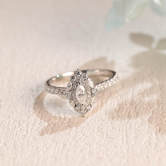 CausYou Marquise cut moissanite engagement ring CausYou Solid Gold Marquise Cut Moissanite Engagement Ring, Vintage Style Wedding Ring Promise Ring for Women Wife