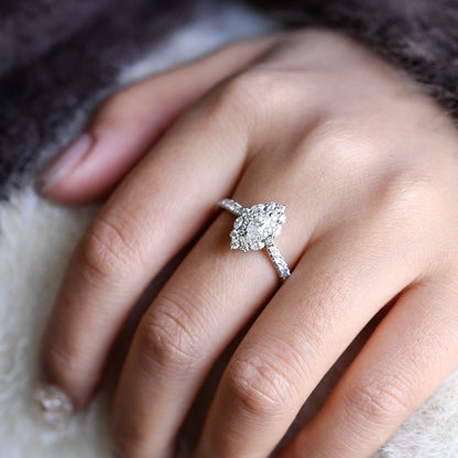 CausYou Marquise cut moissanite engagement ring CausYou Solid Gold Marquise Cut Moissanite Engagement Ring, Vintage Style Wedding Ring Promise Ring for Women Wife