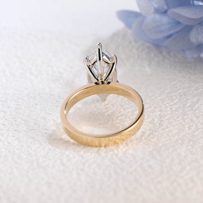 CausYou Marquise cut moissanite engagement ring Solid Gold 3mm Width Two Tone Marquise Cut Moissanite Engagement Ring