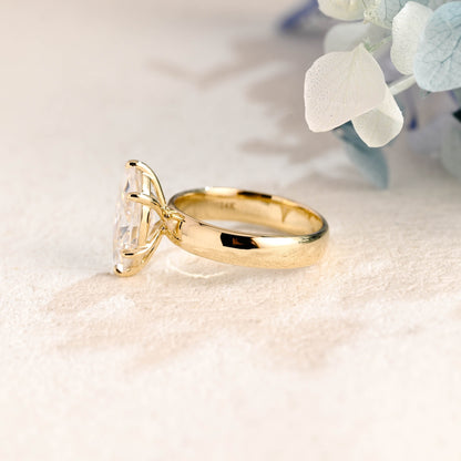 CausYou Marquise cut moissanite engagement ring Solid Gold 4mm Width Solitaire Marquise Cut Moissanite Engagement Ring