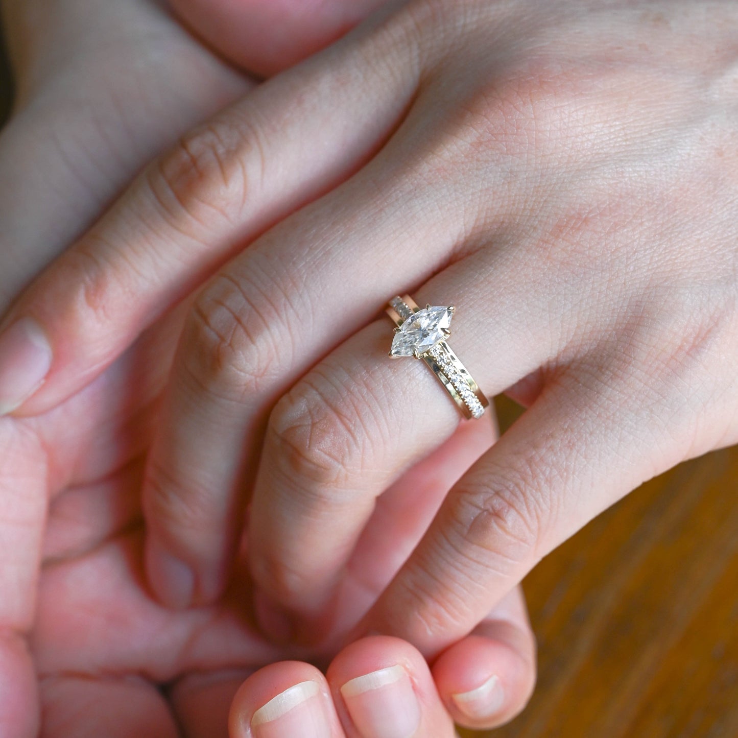 CausYou Marquise cut moissanite engagement ring Solid Gold 4mm Width Thick Marquise Cut Moissanite Engagement Ring