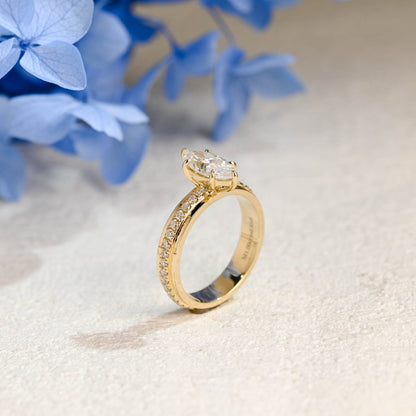 CausYou Marquise cut moissanite engagement ring Solid Gold 4mm Width Thick Marquise Cut Moissanite Engagement Ring