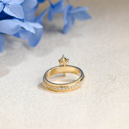 CausYou Marquise cut moissanite engagement ring Solid Gold 4mm Width Thick Marquise Cut Moissanite Engagement Ring