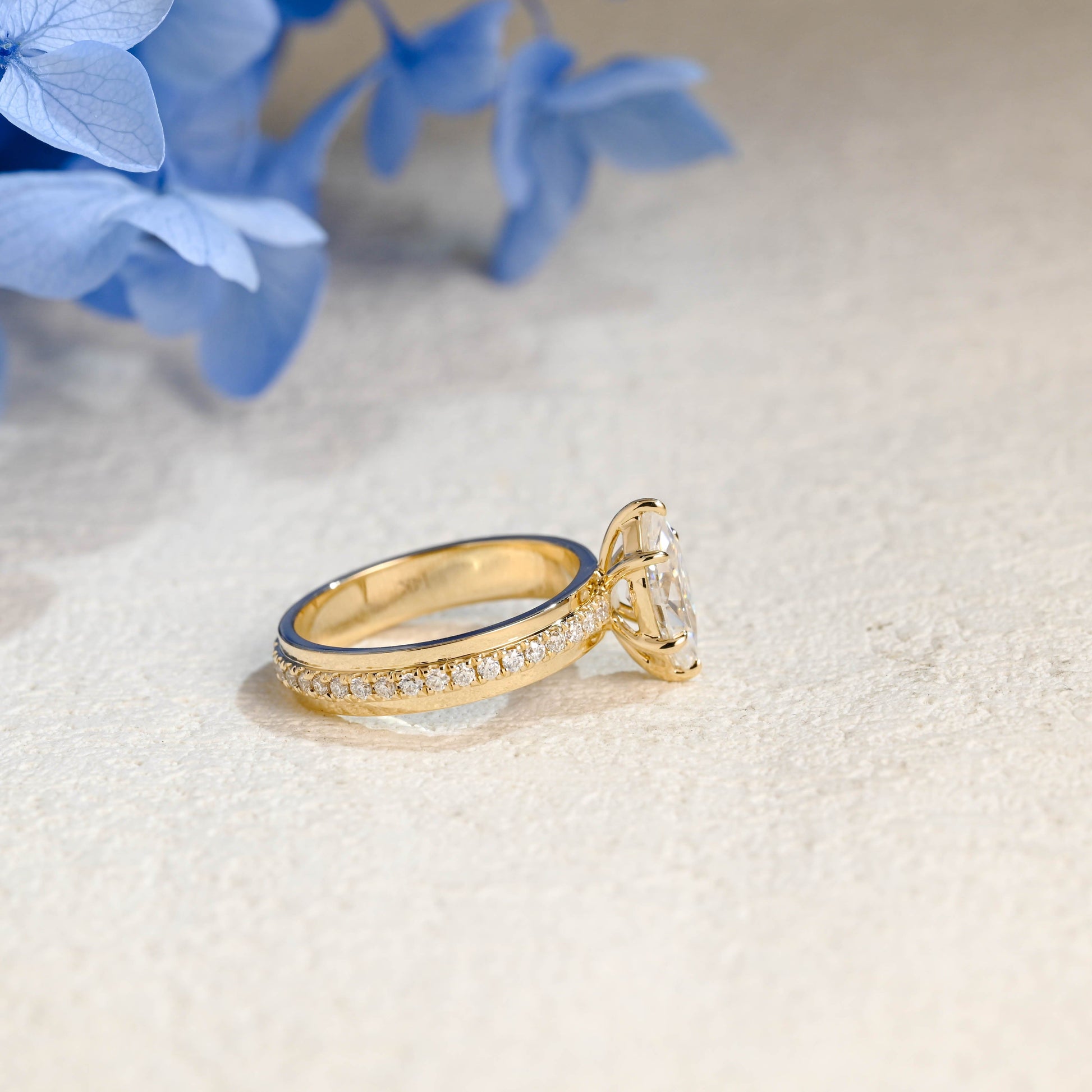CausYou Marquise cut moissanite engagement ring Solid Gold 4mm Width Thick Marquise Cut Moissanite Engagement Ring