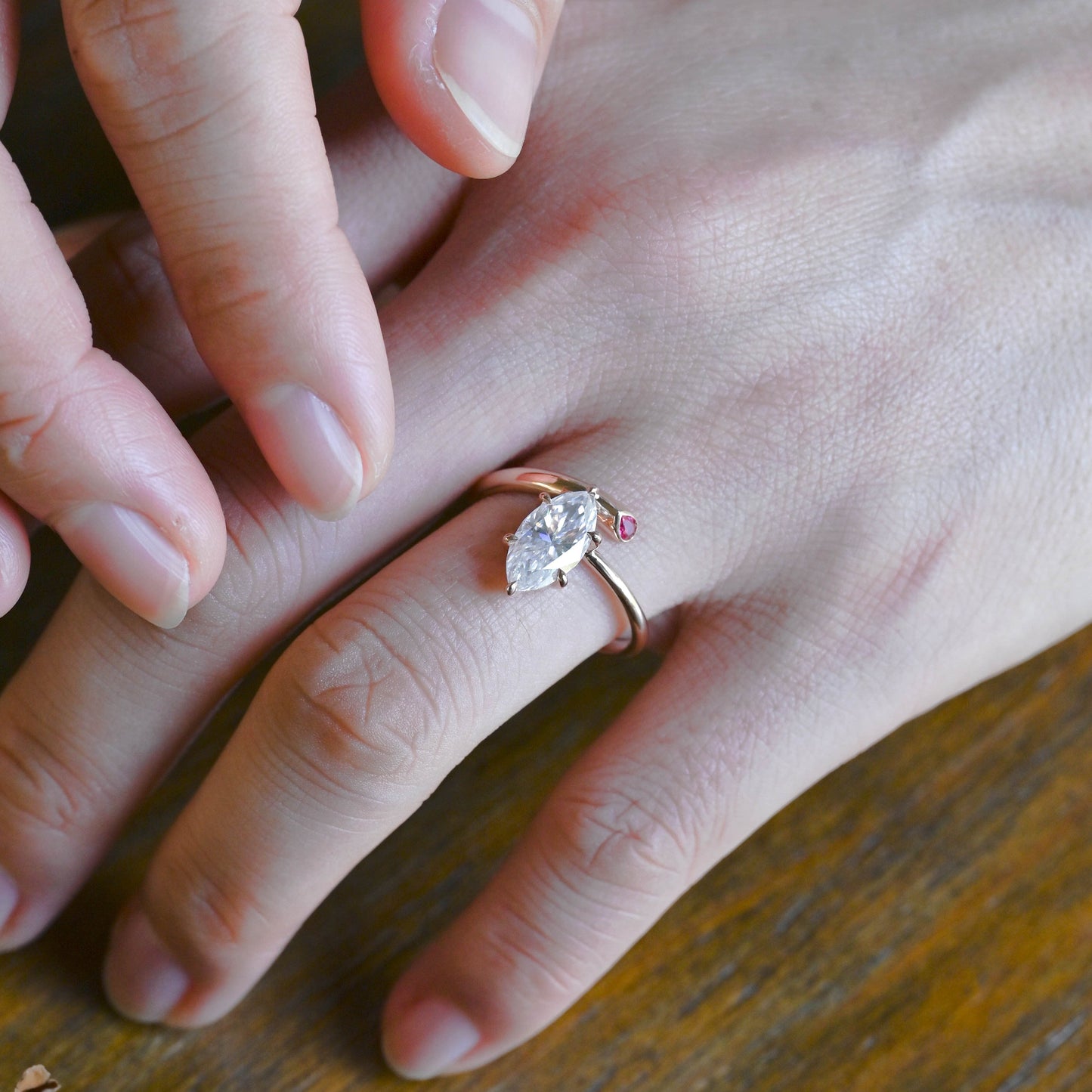 CausYou Marquise cut moissanite engagement ring Solid Gold Bypass Marquise Cut Moissanite Engagement Ring