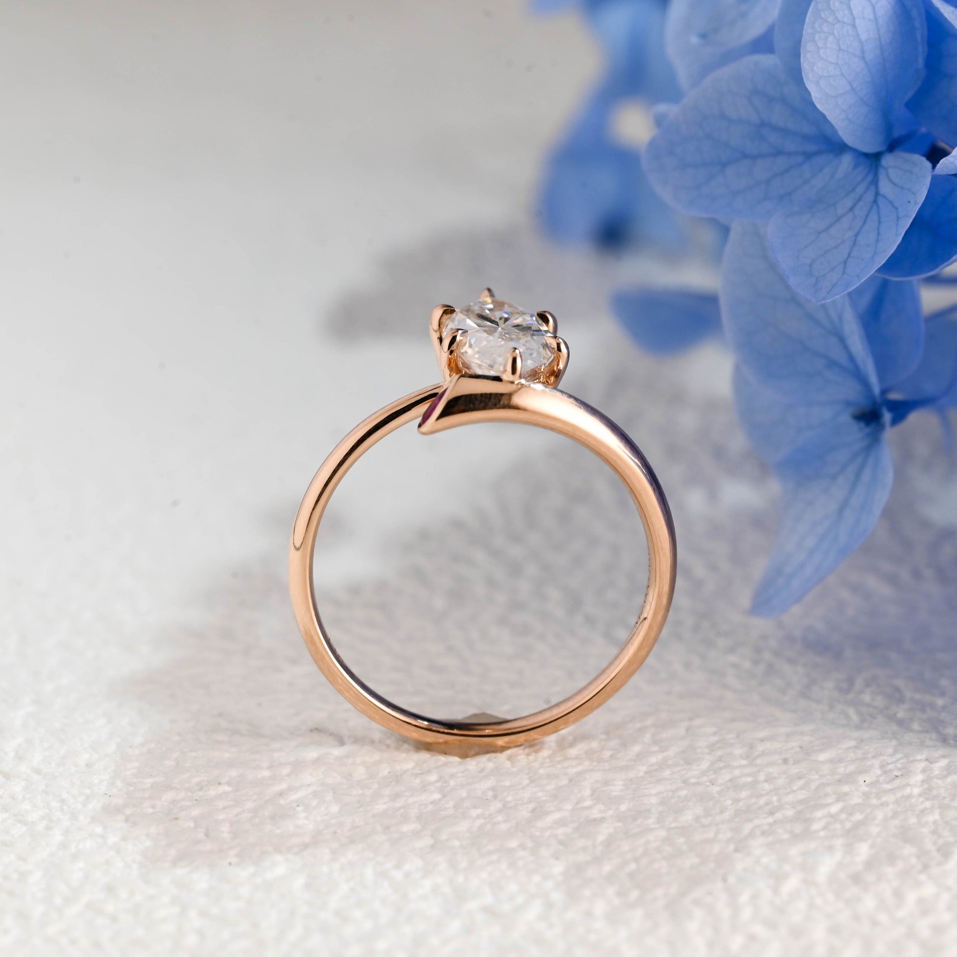 CausYou Marquise cut moissanite engagement ring Solid Gold Bypass Marquise Cut Moissanite Engagement Ring