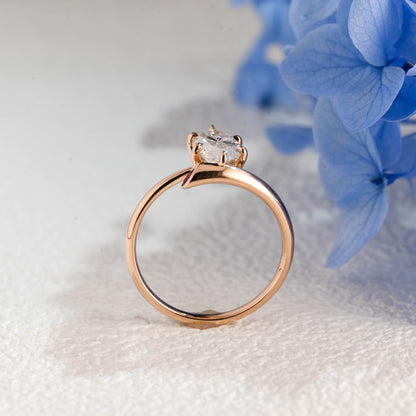 CausYou Marquise cut moissanite engagement ring Solid Gold Bypass Marquise Cut Moissanite Engagement Ring