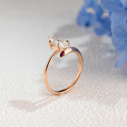 CausYou Marquise cut moissanite engagement ring Solid Gold Bypass Marquise Cut Moissanite Engagement Ring