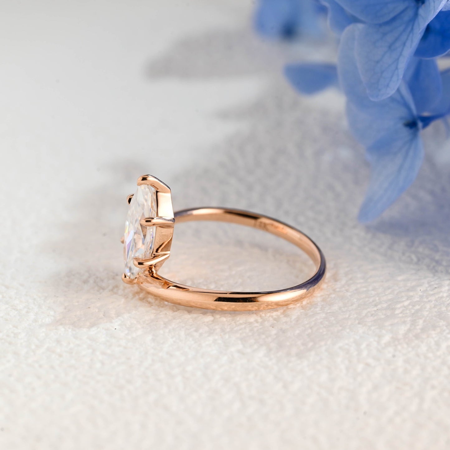 CausYou Marquise cut moissanite engagement ring Solid Gold Bypass Marquise Cut Moissanite Engagement Ring