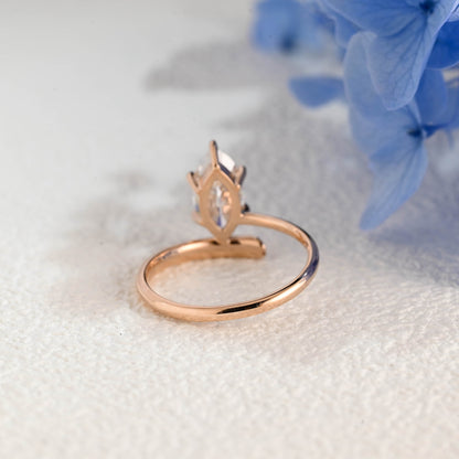 CausYou Marquise cut moissanite engagement ring Solid Gold Bypass Marquise Cut Moissanite Engagement Ring