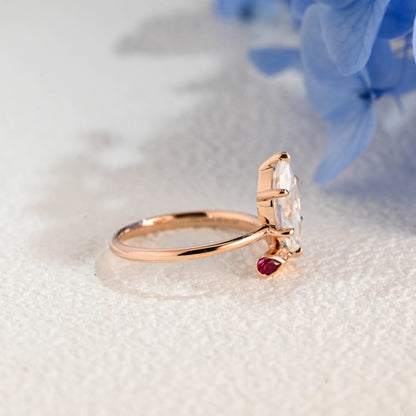 CausYou Marquise cut moissanite engagement ring Solid Gold Bypass Marquise Cut Moissanite Engagement Ring