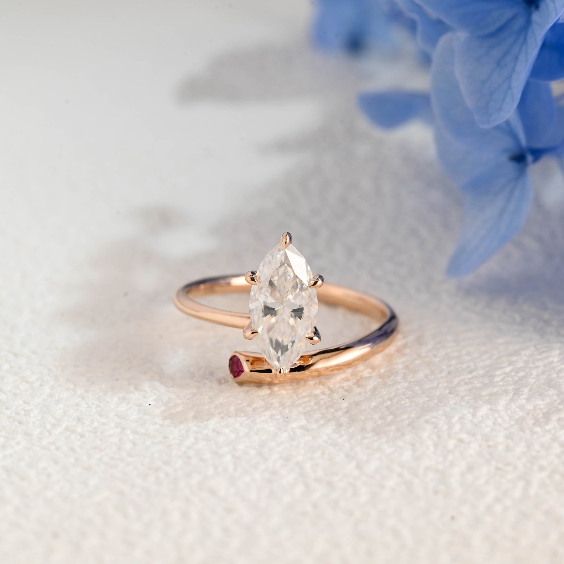 CausYou Marquise cut moissanite engagement ring Solid Gold Bypass Marquise Cut Moissanite Engagement Ring